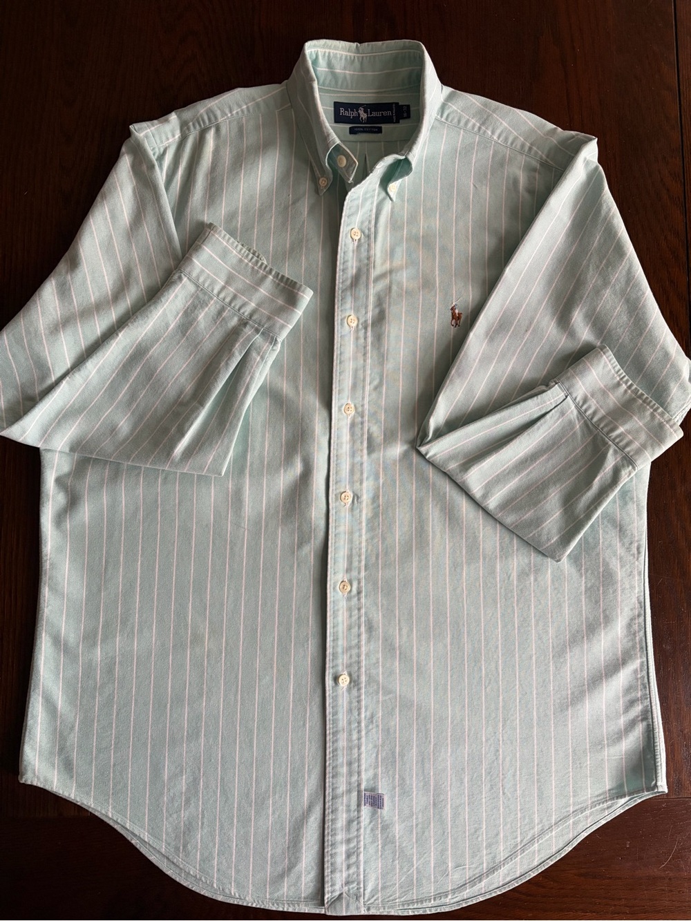 Vintage Ralph Lauren Men’s Oxford Cotton Long Sleeve Striped Shirt Size 16/32